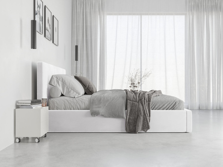 Čalúnená posteľ do spálne HILTON 160X200 s úložným boxom, biela