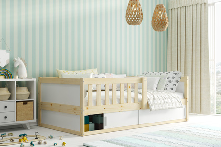 SMART 2 80X160 jednolôžková detská posteľ s matracom a úložným priestorom, prírodné drevo