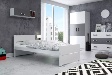 BARTEK jednolôžková posteľ pre mladých 90X200 s matracom, biela