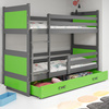 Poschodová posteľ pre mladých RICO 90X200 s matracom a zásuvkou, grafitová/zelená