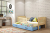 Výsuvná posteľ pre mladých KUBUŚ 90X200 s matracom a zásuvkou, borovicová/modrá