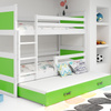 Juniorská trojmiestna posteľ RICO 90X200 so zásuvkou, biela/zelená