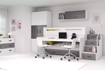 MAX 1 80X200 trojlôžková posteľ pre mladých s písacím stolom, grafitová