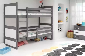 Poschodová posteľ pre mladých RICO 90X190 s matracom, grafitová/biela