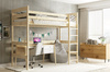 Poschodová posteľ pre mladých - mezanín z prírodného dreva 90x200