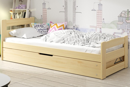 ERNI 90X200 jednolôžková posteľ pre mladých s úložným boxom, borovica