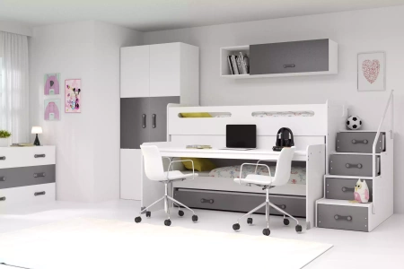 MAX 1 80X200 trojlôžková posteľ pre mladých s písacím stolom, grafitová