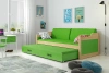 Výsuvná posteľ pre mladých DAWID 90X200 s matracom a zásuvkou, borovicová/zelená