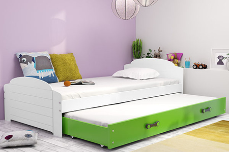 Výsuvná posteľ pre mladých LILI 90X200 so zásuvkou, biela/zelená