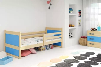 Jednolôžková posteľ pre tínedžerov Rico 90X190, borovicová/modrá