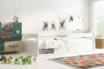 Jednolôžková posteľ HUGO 80X160 s úložným priestorom, biela