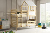 Poschodová posteľ domček s baldachýnom - Erik z prírodného dreva 90x190