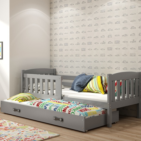 Výsuvná posteľ pre mladých KUBUŚ 90X190 s matracom a zásuvkou, grafit