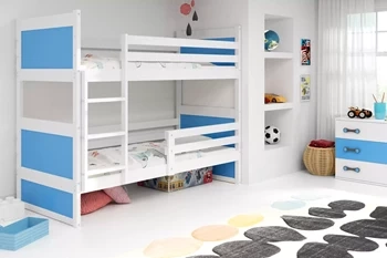 Poschodová posteľ pre mladých RICO 90X200, biela/modrá