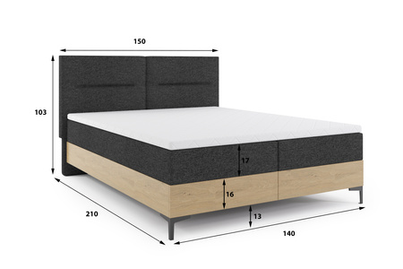 Kontinentálna posteľ 140x200 s kontajnerom a dubovými matracmi Imperial