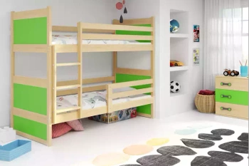 Juniorská poschodová posteľ RICO 90X190, borovicová/zelená