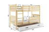 Juniorská poschodová posteľ KACPER 90X200 s matracom a zásuvkou, borovica/biela