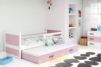 Dospievajúca posteľ Rico 90x190 so zásuvkou, biela/ružová