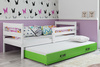 Výsuvná posteľ pre mladých ERYK 90X200 s matracom a zásuvkou, biela/zelená
