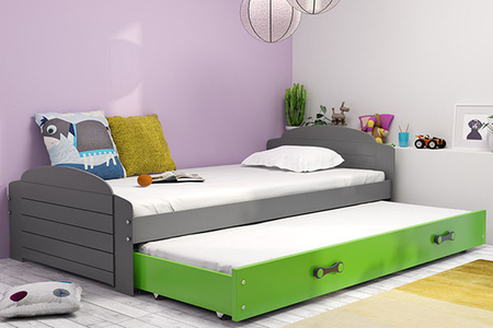 Výsuvná posteľ pre mladých LILI 90X200 so zásuvkou, grafitová/zelená