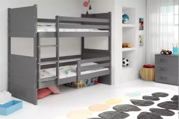 Poschodová posteľ pre mladých RICO 90X190 s matracom, grafitová