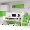 MAX 1 80X200 trojlôžková posteľ pre mladých s písacím stolom, zelená