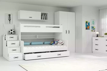 Poschodová posteľ pre mladých MAX 3 120X200 s matracom a zásuvkou, biela