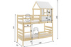 Poschodová posteľ domček s baldachýnom - Erik z prírodného dreva 90x190