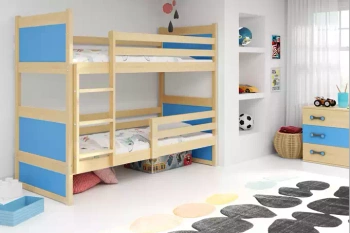Poschodová posteľ pre mladých RICO 90X190, borovicová/modrá