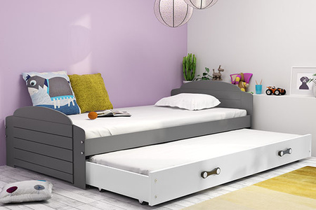 Výsuvná posteľ pre mladých LILI 90X200 so zásuvkou, grafitová/biela