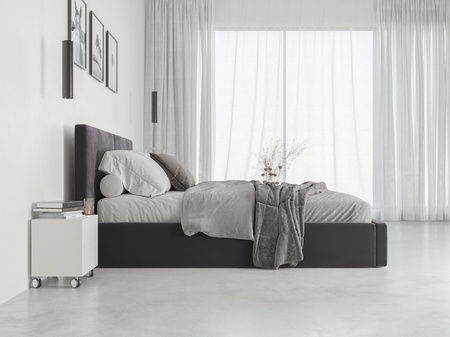 Čalúnená posteľ do spálne HILTON 140X200 s úložným boxom, grafitová