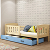 KUBUŚ 90X190 jednolôžková posteľ pre mladých so zásuvkou, borovicová/modrá