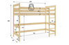 Poschodová posteľ pre mladých - mezanín z prírodného dreva 90x200