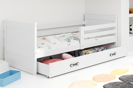 Jednolôžková posteľ pre mladých RICO 90X200 so zásuvkou, biela