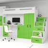 MAX 4 80X200 jednolôžková posteľ pre mladých s písacím stolom, zelená