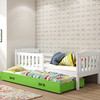 KUBUŚ 90X190 výsuvná posteľ pre mladých s matracom a zásuvkou, biela/zelená