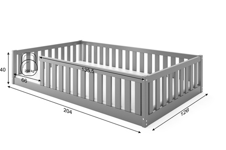 Detská jednoposchodová posteľ 120x200 - Bella Sima grafit