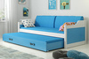 Výsuvná posteľ pre mladých DAWID 90X200 s matracom a zásuvkou, biela/modrá