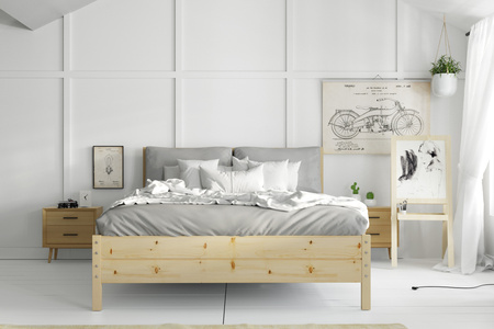 Drevená posteľ 160x200 - kontinentálna borovica so zdvíhacím rámom